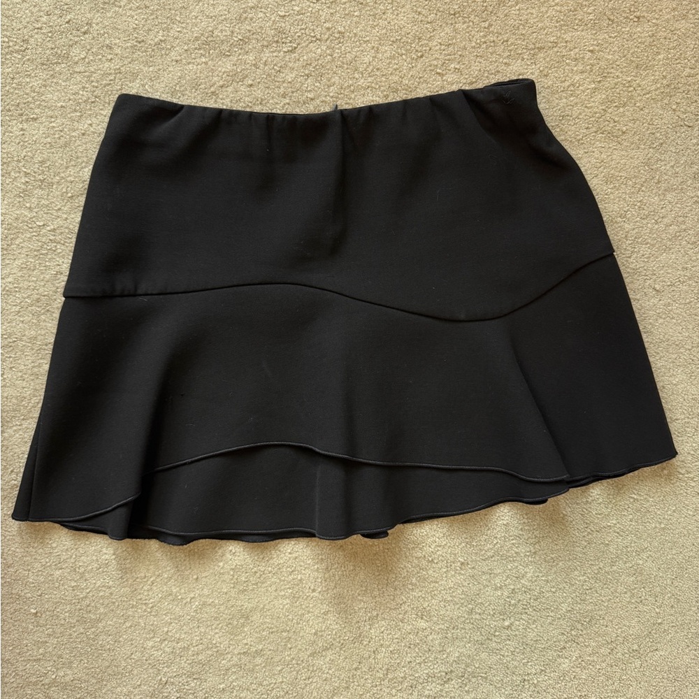 Zara Black Asymmetrical Skater Mini Skirt